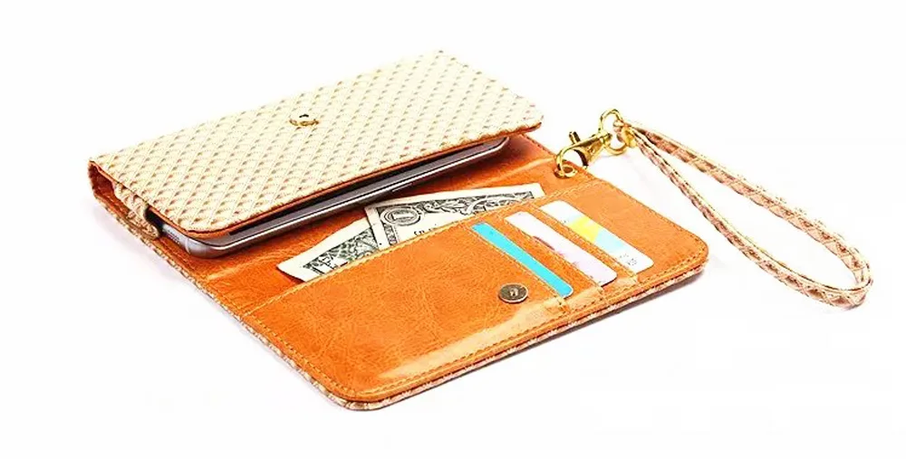 Леди ремешок синтетические мобильных телефонов кожаный чехол Card Wallet Сумки для