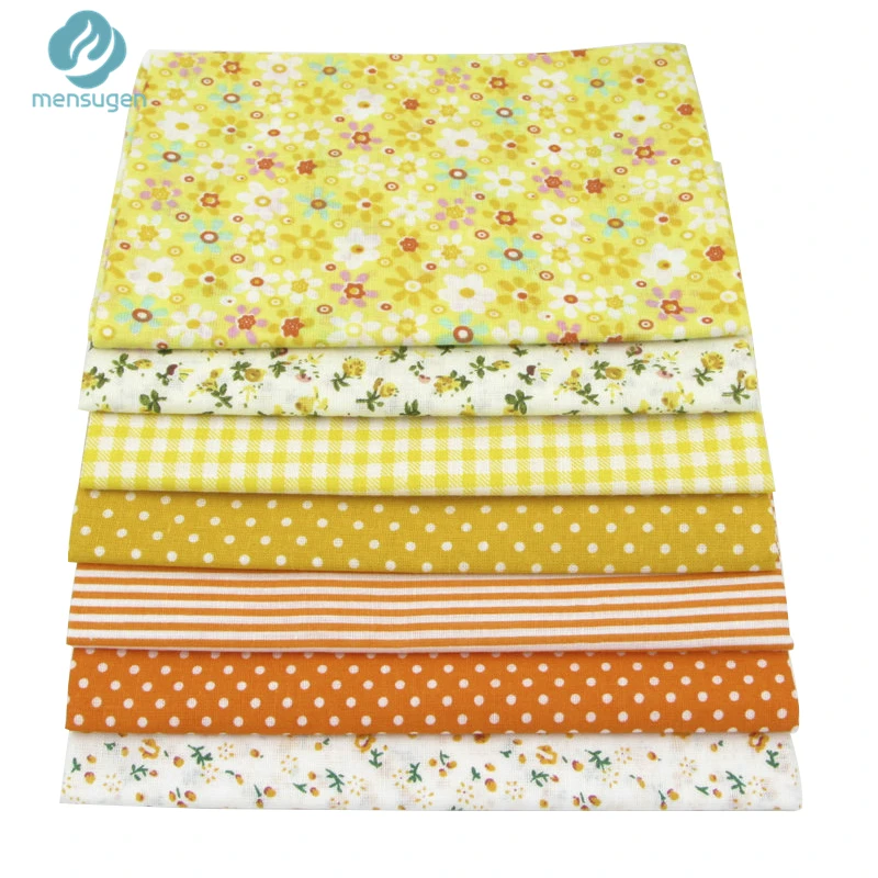 7pcs Yellow 100% Cotton Quilts Fabric for DIY Sewing Patchwork Kids Bedding Bags Tilda Doll Baby Cloth Textiles 50*50cm
