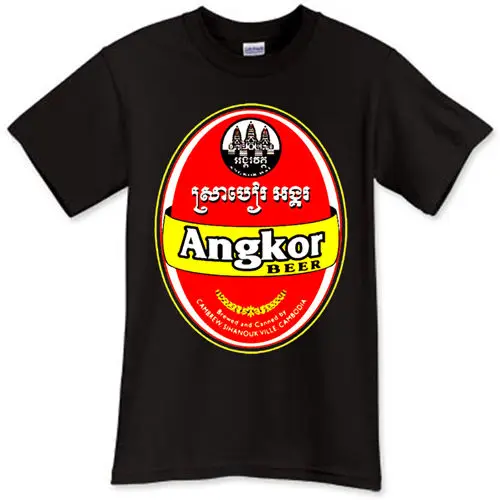 Горячая Распродажа модная футболка ANGKOR Beer пивоварня Ale рекламная черная белая