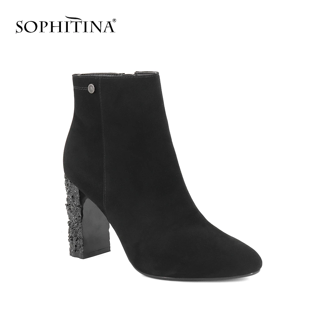 SOPHITINA/женские ботильоны Теплые короткие плюшевые зимние ботинки из натуральной