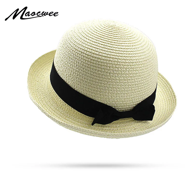 Женская соломенная шляпа с круглым плоским верхом летняя для женщин Snapback