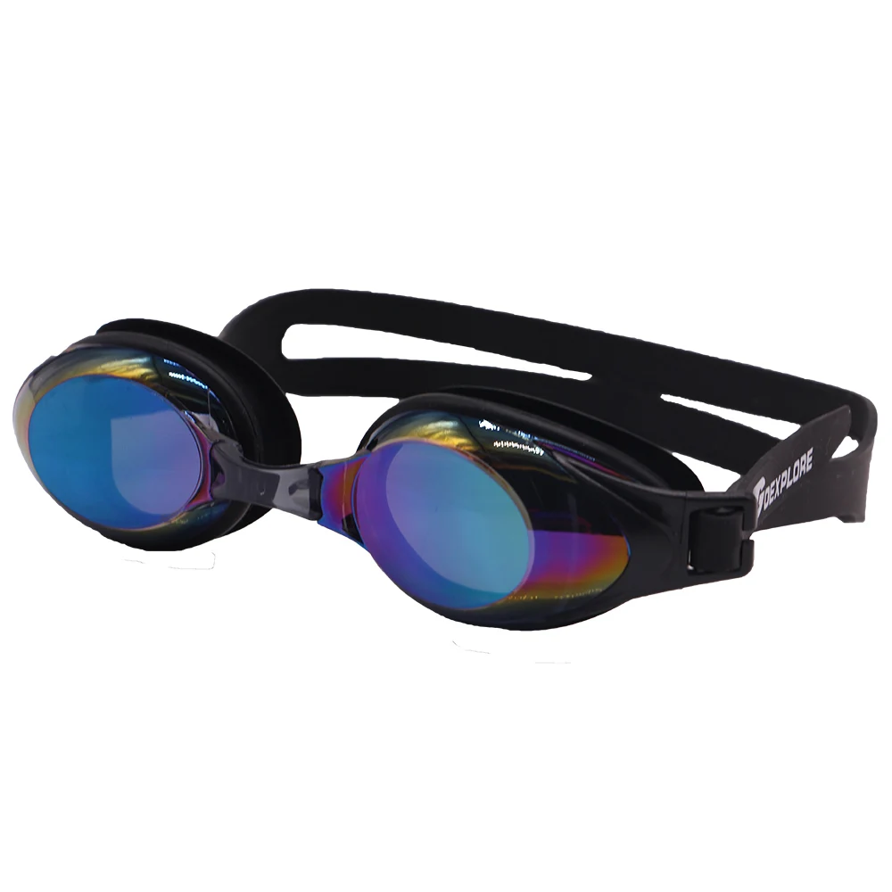 black colorful Goexplore ore очки для плавания для подростков с защитой от ультрафиолета, водонепроницаемые, противотуманные, с регулируемым ремешком, удобные, подходят для унисекс, взрослых мужчин и женщин - Цвет: black colorful