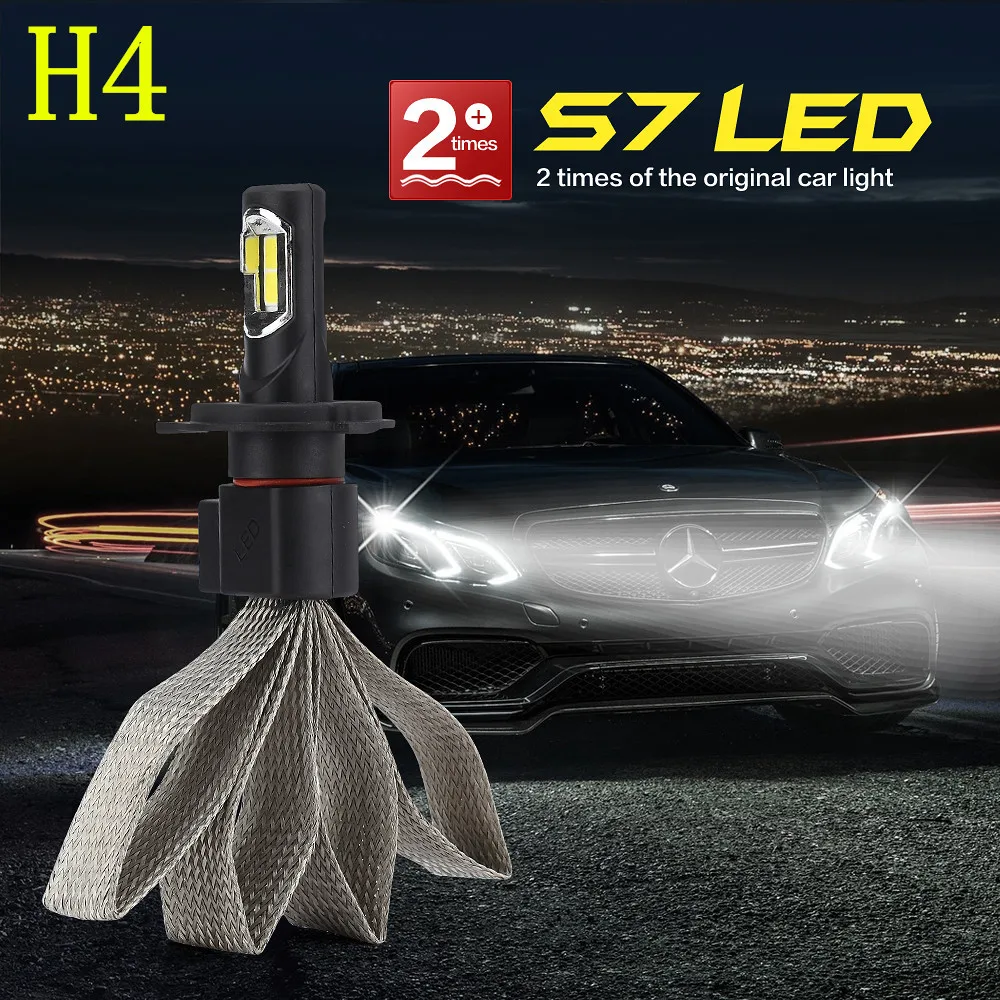 Акция! Двойной луч S7 turbo LED H4 HB2 9003 COB 32W 4000lm 6000K Автомобильная фара противотуманная