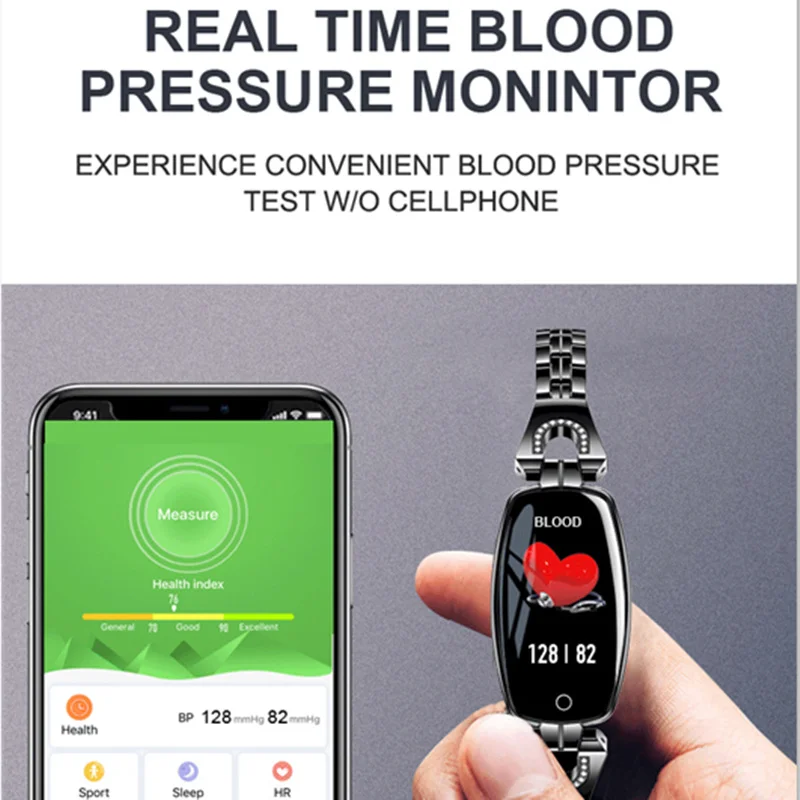 H8 Смарт Babd Женский Смарт-браслет с измерением артериального давления