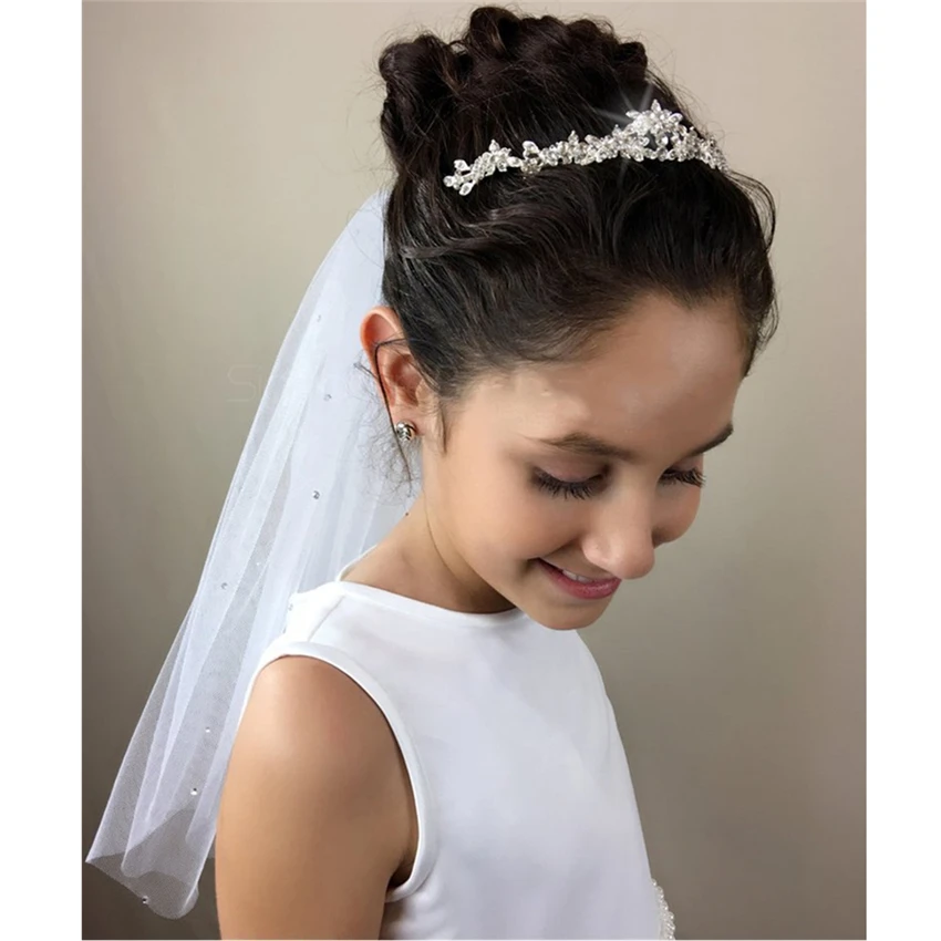 Детская Фата для первого причастия белая фата из тюля цвета слоновой кости с