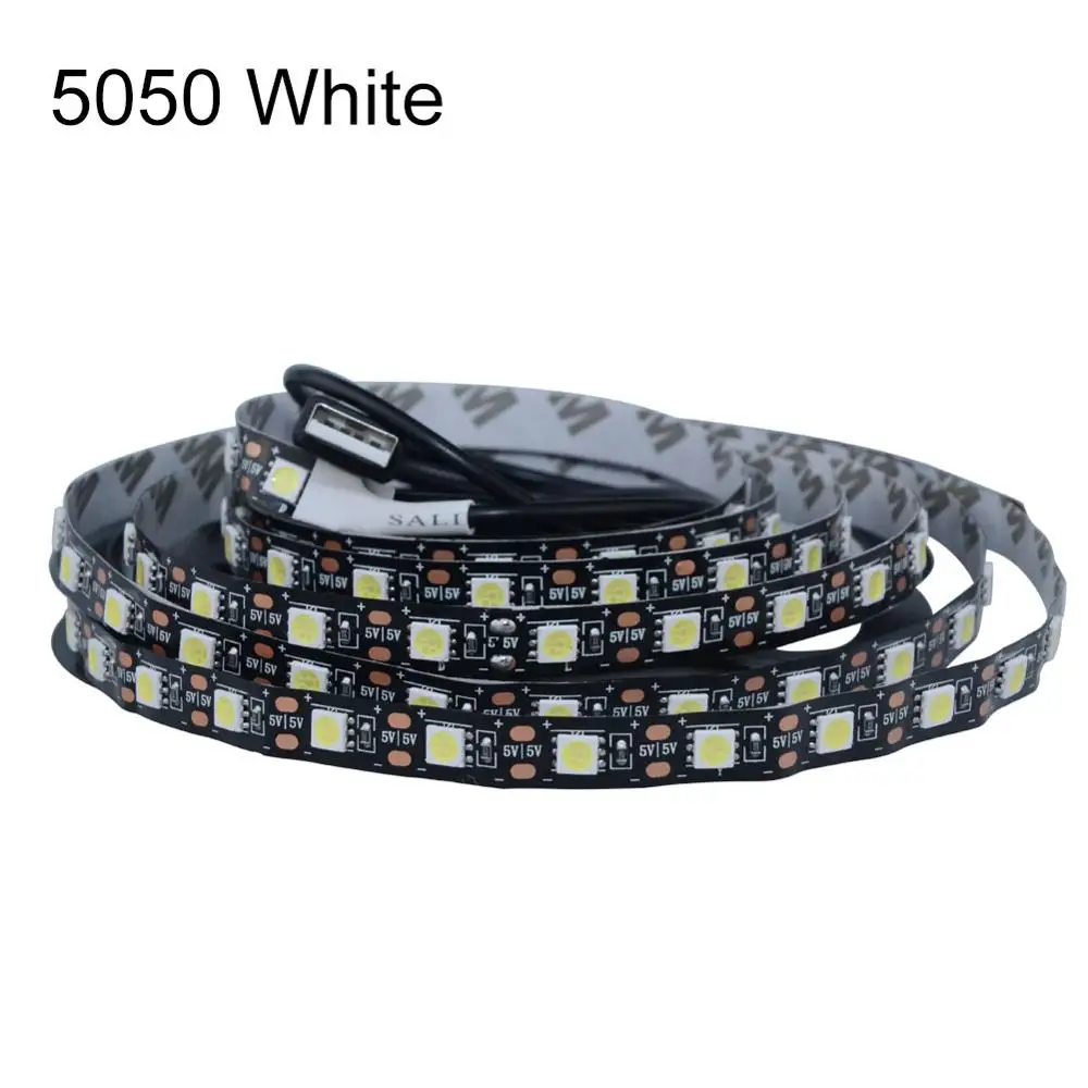 black PCB white EeeToo светодиодный полосы USB светильник 5050 RGB светодиодный светильник 5V 3key 24key светодиодный полоса Lampara Гибкая неоновая лампа ТВ фон настенный Декор Светильник Инж - Испускаемый цвет: black PCB white
