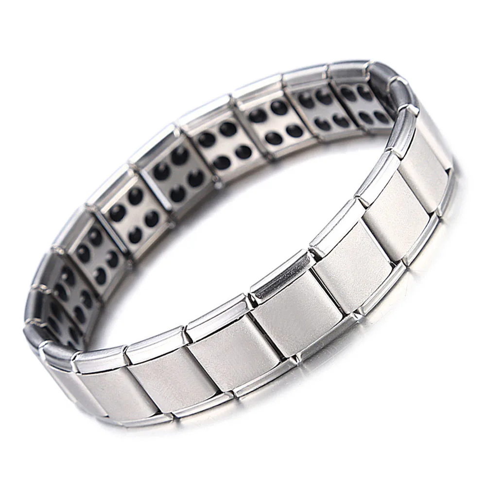 silver color Золотой цвет эластичная цепочка из нержавеющей стали здоровье энергетический германиевый магнитные браслеты для женщин мужчин мужские браслеты ювелирные изделия - Окраска металла: silver color