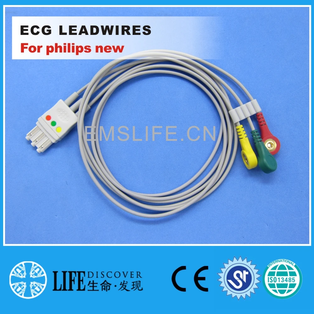 ECG leadwires с 3 свинцовыми оснастками для HP M1671A M1672A M1673A M1674A| |