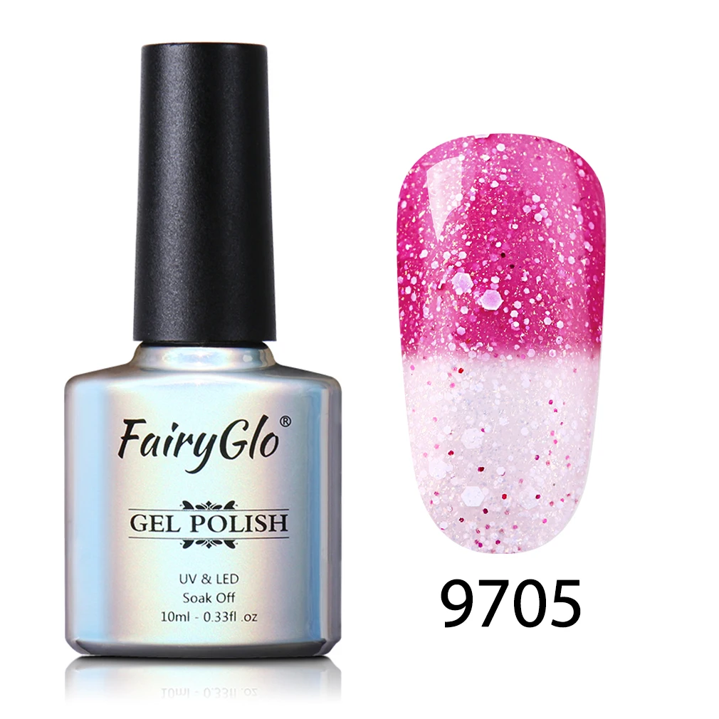 FairyGlo 10 мл Снежный УФ-гель для ногтей меняющий температуру Гель-лак замачиваемый Полупостоянный лак для ногтей DIY Гель-лак - Цвет: 9705