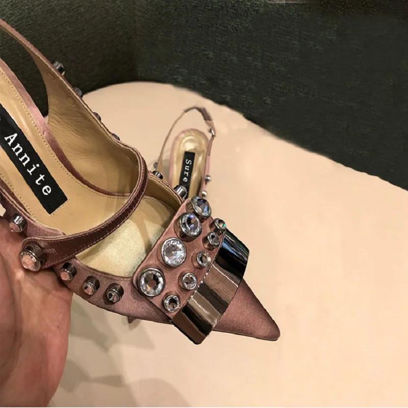 2019 летние новые модные шелковые стразы Туфли на шпильке Обувь для торжеств с