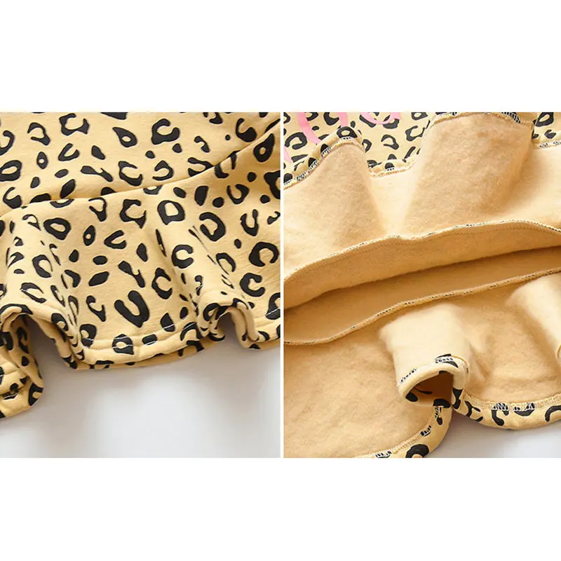 4-12T Girls Dress autumn winter Clothes Thick Warm Kids Toddler baby dress for girl Leopard Christmas Dresses