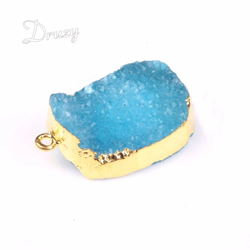 Druzy Drusy золотистое ожерелье с подвеской из натурального камня кулон цепочкой|teardrop