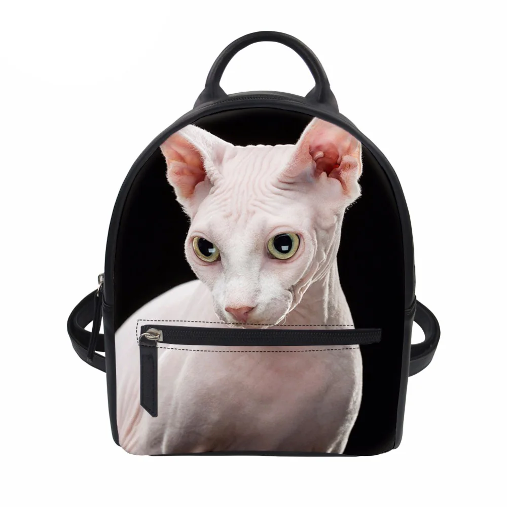 Женский рюкзак из искусственной кожи с изображением котенка Сфинкса и