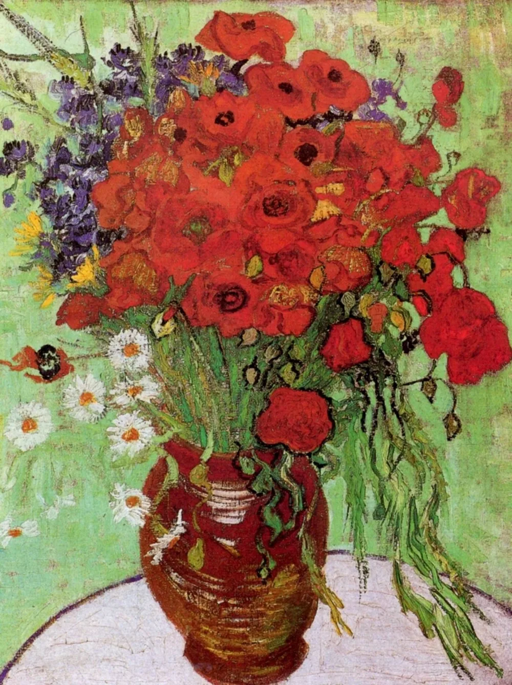 

Red Poppies and Daisies, Handmade Vincent Van Gogh Art Oil Painting Reproduction Cotton Canvas Wall Art for Home Wall Decor