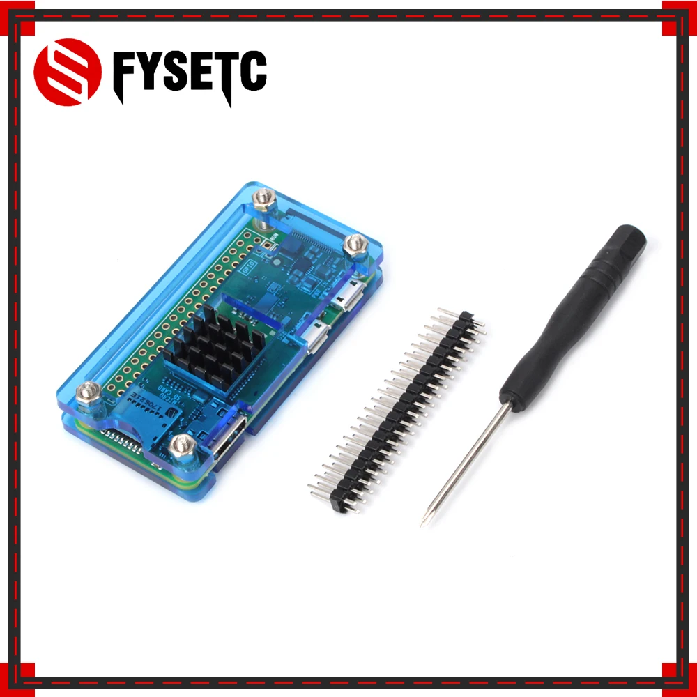Raspberry Pi Zero W 4 в 1 комплект синий акриловый чехол + теплоотвод отвертка разъем GPIO для
