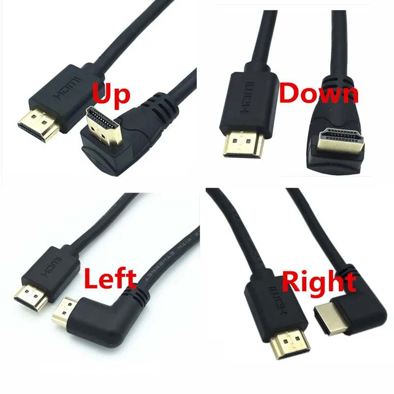 4K* 2K 60HZ HDMI 2,0 A штекер HDMI v2.0 вверх и вниз и влево и вправо под углом 90 градусов мужской HD удлинитель HDMI 2,0 в Угловой кабель