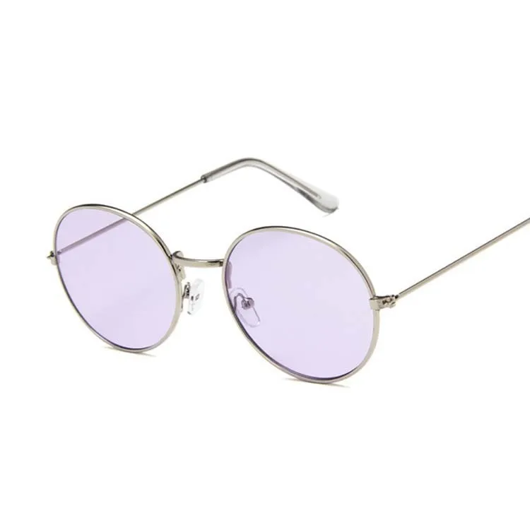 Silver Purple Ретро овальные солнцезащитные очки для мужчин и женщин, фирменный дизайн, UV400, Ретро стиль, металлическая оправа, солнцезащитные очки, мужские, женские, модные, Lunette De Soleil Femme - Цвет линз: Silver Purple