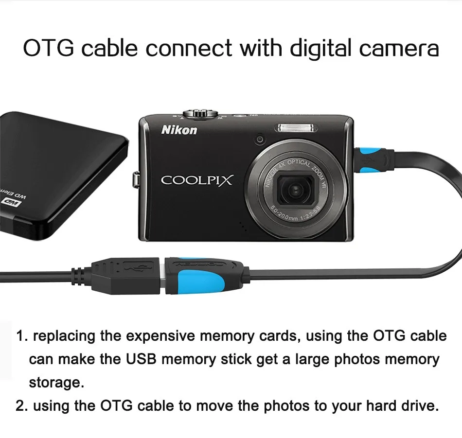 Vention Mini USB 2,0 OTG кабель Mini USB Otg кабель для передачи данных адаптер 10 см/25 см штекер для женщин для планшетных ПК/MP3/мобильного телефона/gps