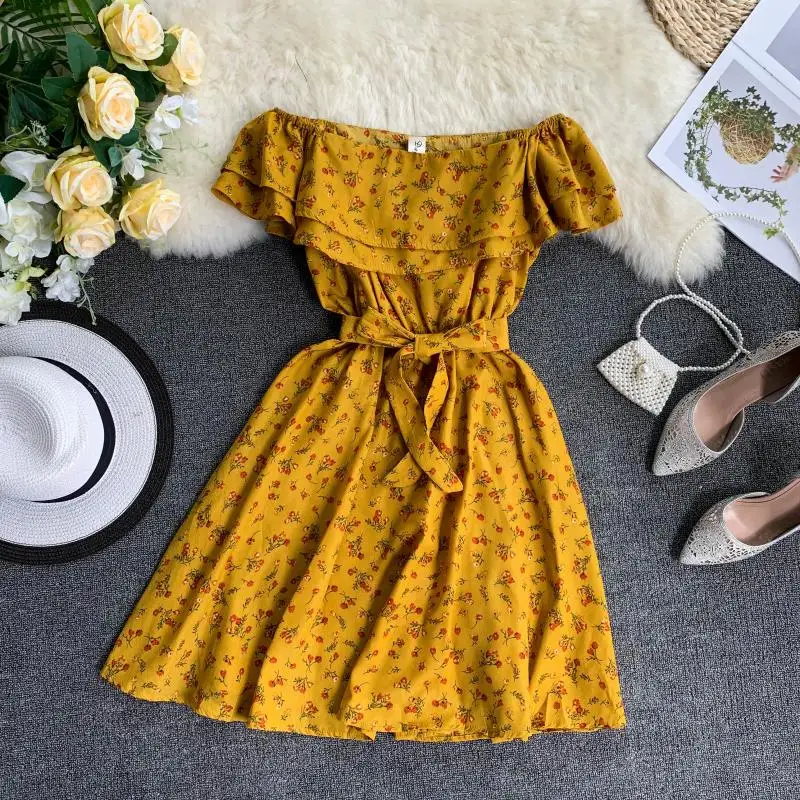 Таиланд женское праздничное короткое платье 2020 с рюшами милое цветочное летнее