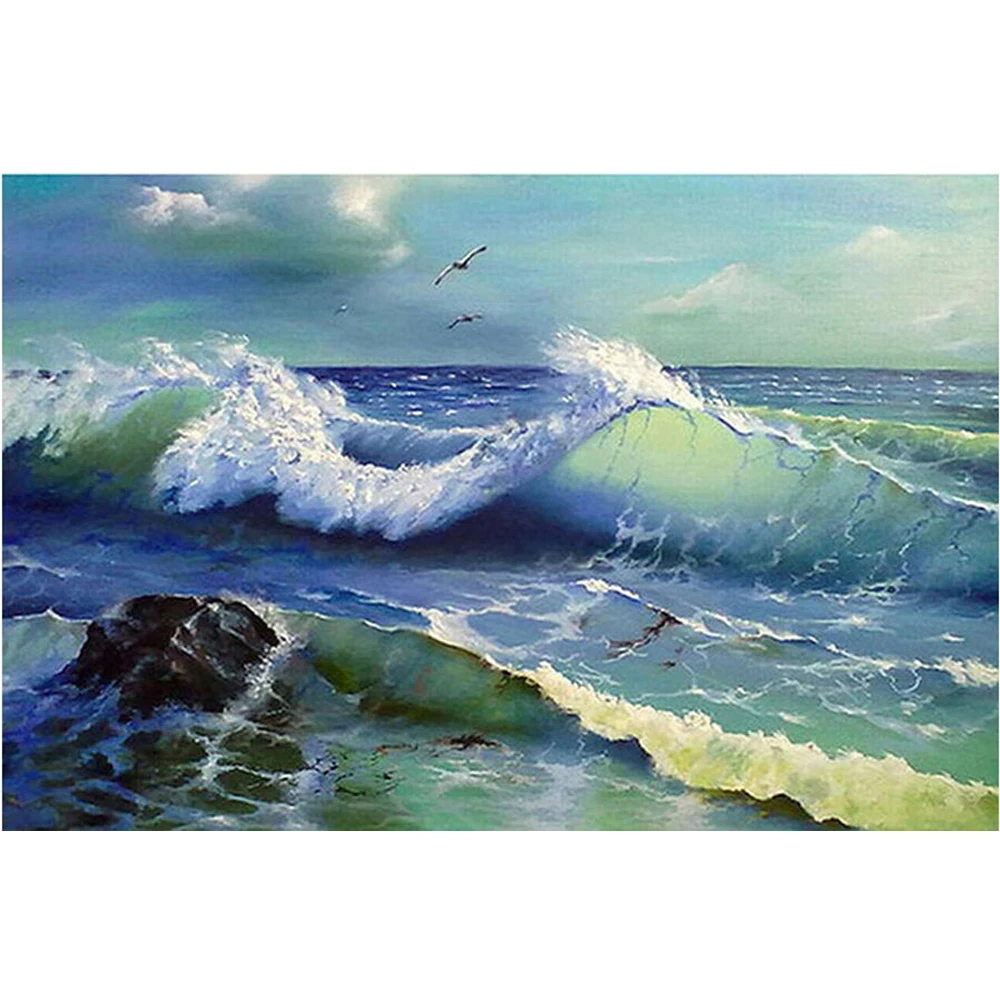 Nature landscape mazayka bead embroidery full drill Diamond painting sea waves 5d Cross Stitch Rhinestone mosaic GH76 | Дом и сад