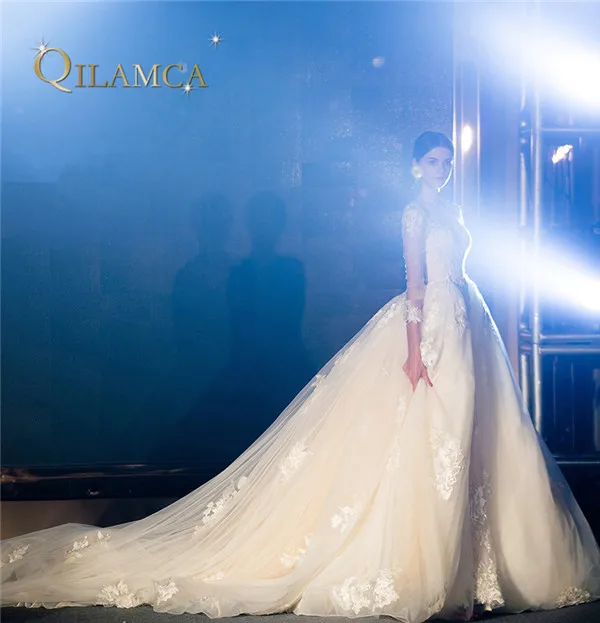 Robe de soiree 2018 Новое поступление свадебное платье цвета шампанского реальные