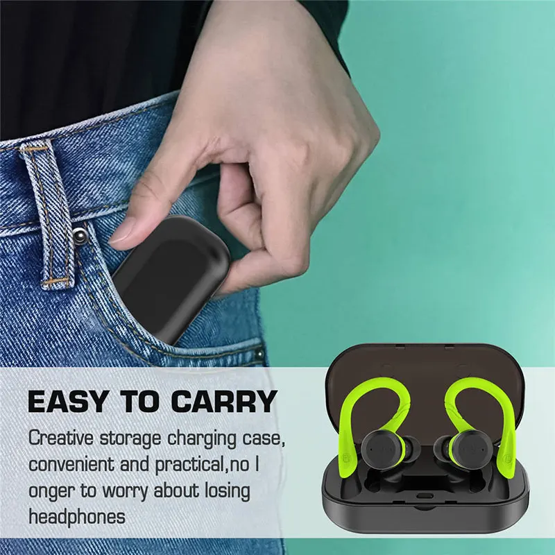 CYBORIS Bluetooth 5,0 гарнитура TWS двойная Bluetooth гарнитура настоящая Беспроводная IPX7 Водонепроницаемая с ушным крючком в уши шумоподавление