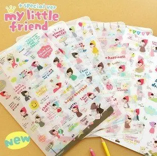 

10 упаковок/партия, милые мультипликационные многофункциональные наклейки для дневника с надписью «My Little Friend»