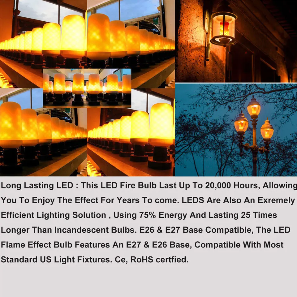 Новое поступление E27 E26 B22 2835SMD Светодиодная лампа с эффектом пламени лампы 5 Вт AC100