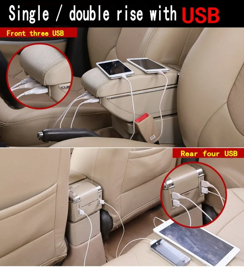 For Renault Sandero Stepway armrest box central Store content Storage with cup holder ashtray USB interface | Автомобили и