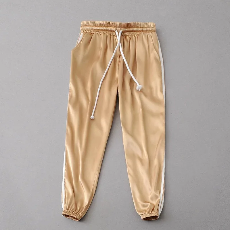 6 Color 2018 summer new Harlan pants casual women Pink Side Striped High Waist Lady Trousers | Женская одежда