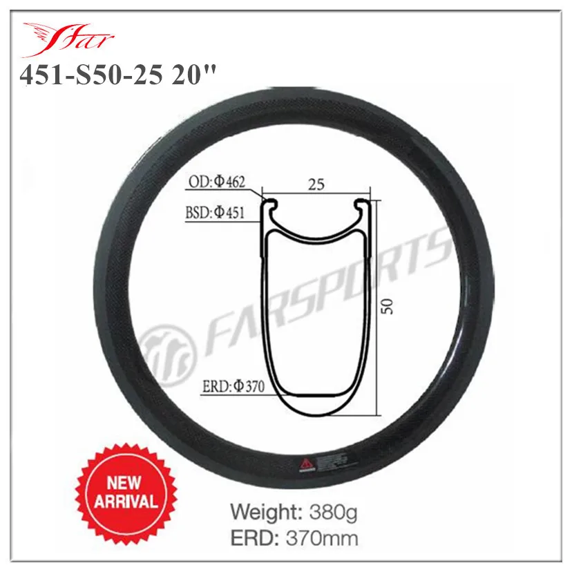 451-S50-25 Farsports 2" BSD 451 Скоба обода из углеродного сплава 50Cx25 внешний 20/24 часа в сутки для 20 дюймов маленький колесный велосипед