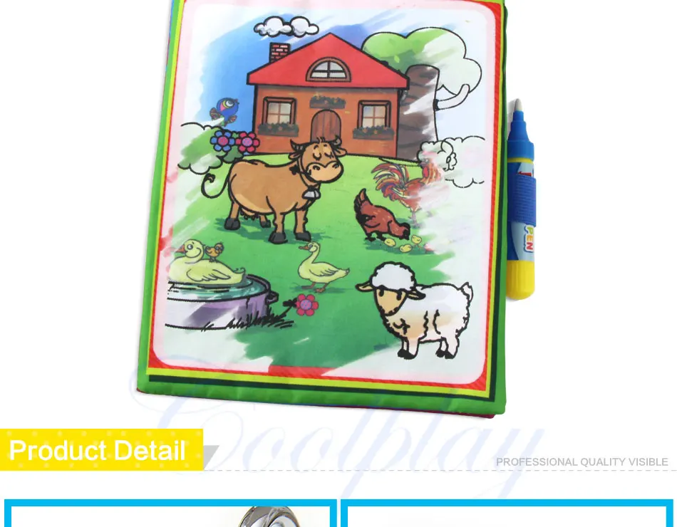Coolplay 21*17 см Животные Вода Рисование книга и 2 волшебная ручка Нетоксичная вода раскраска доска каракули книга развивающие обучающие игрушки