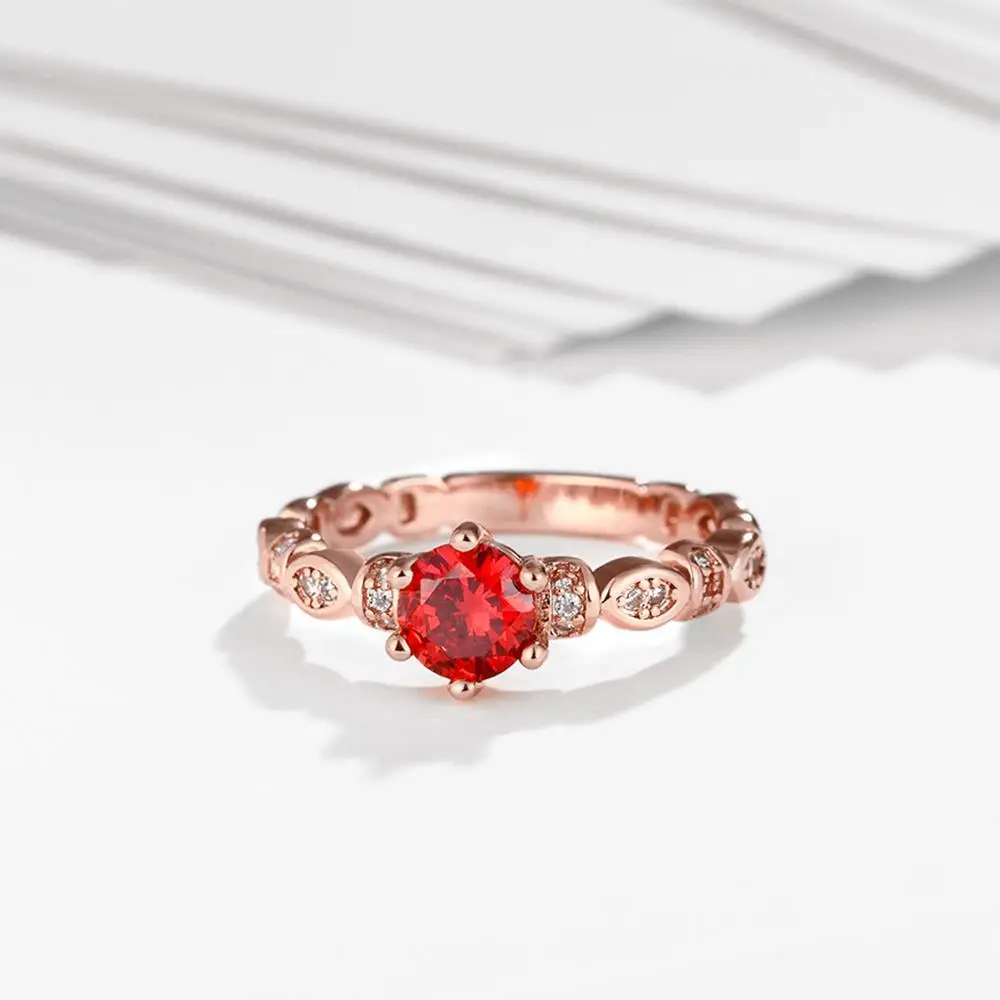 Для женщин золото Цвет палец кольцо красный кристалл полые изделия оптовая
