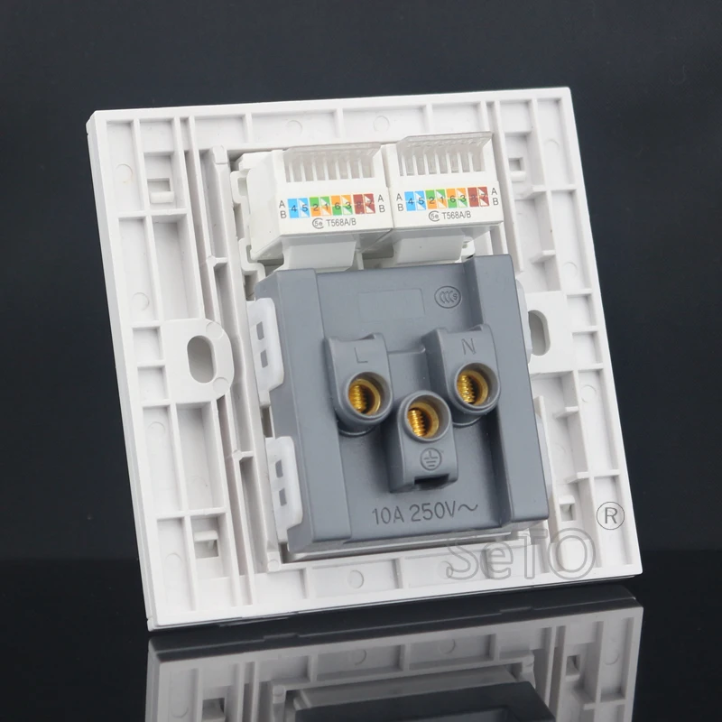 SeTo 86 Тип Двойной RJ45 Cat5e сеть Lan + пять отверстий розетка настенная пластина Keystone