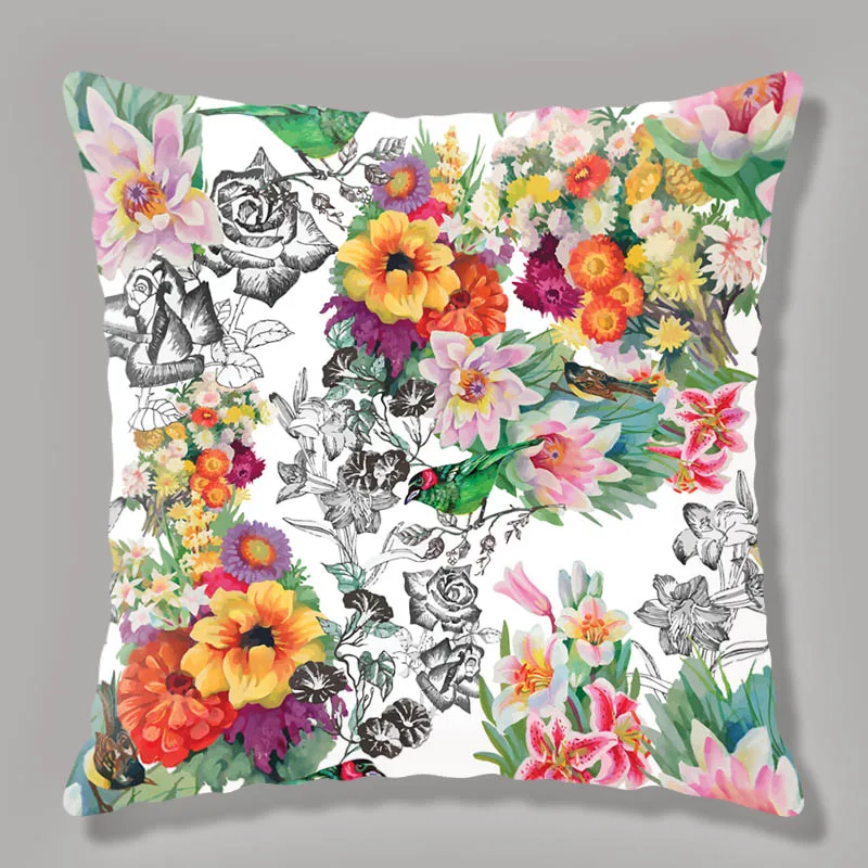 Pastoralism flower cushion cover european style pillow case 45*45 thick 3D print decorative cotton kussenho | Дом и сад