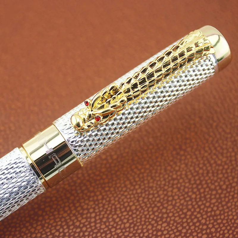 JINHAO 1200 Роскошный Дракон яркие золотые квадраты линии баррель ручки-роллеры Средний Перо