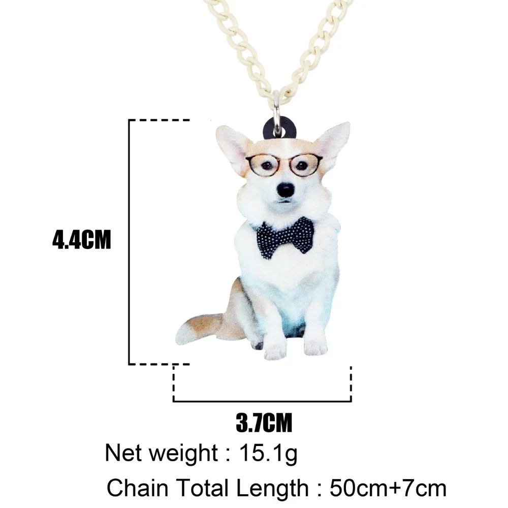 WEVENI акриловые очки Welsh Corgi Pembroke Подвеска для ожерелья собак цепь ожерелье
