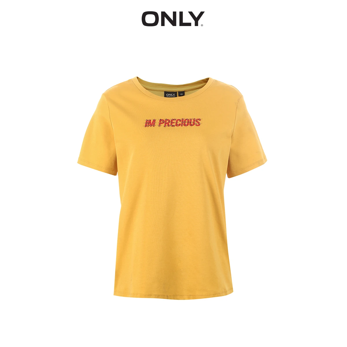 ONLY Women's Loose Fit 3D Beads Letter Print Short-sleeved T-shirt | 119201548