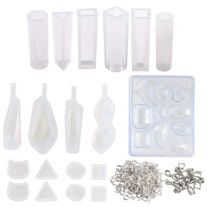 

129Pcs/set DIY Crystal Jewelry Casting Mold Silicone Resin Jewelry Molds Set Making Tool Resin Liquid Silicone Mold Jewelry Mold