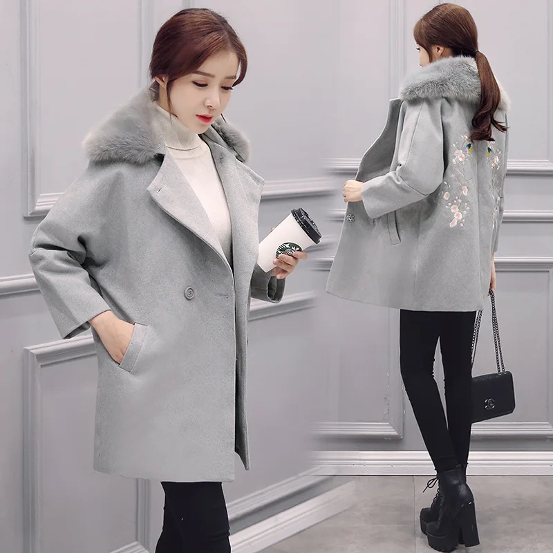 Office Lady Women Winter Wool Blend Coat Slim Covered Button and Jacket Regular Outerwear | Женская одежда