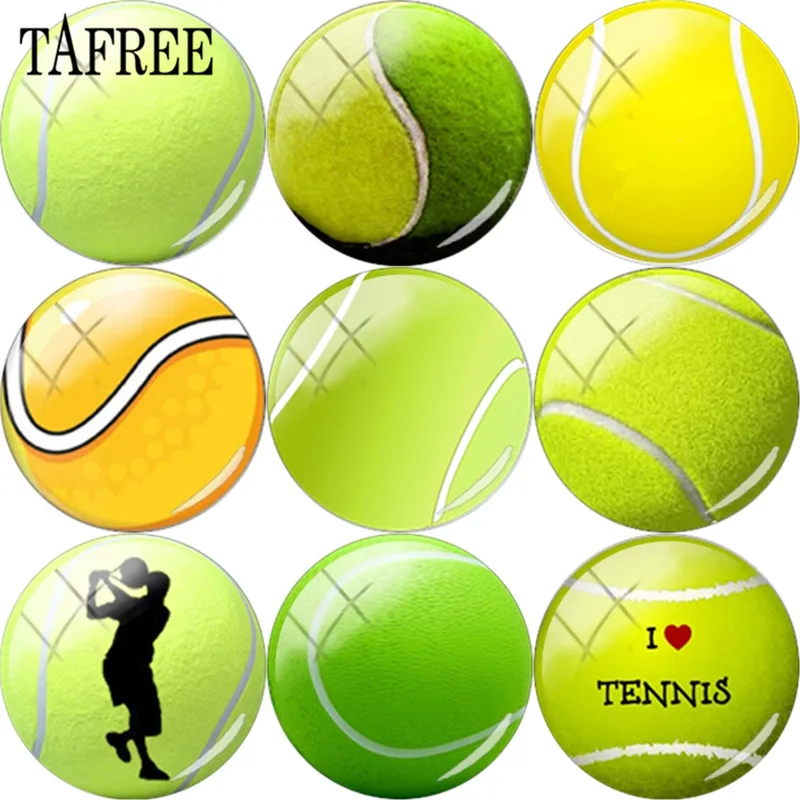 Стеклянный кабошон TAFREE I Love Tennis 25 мм DIY купольная картина подходит для камеи