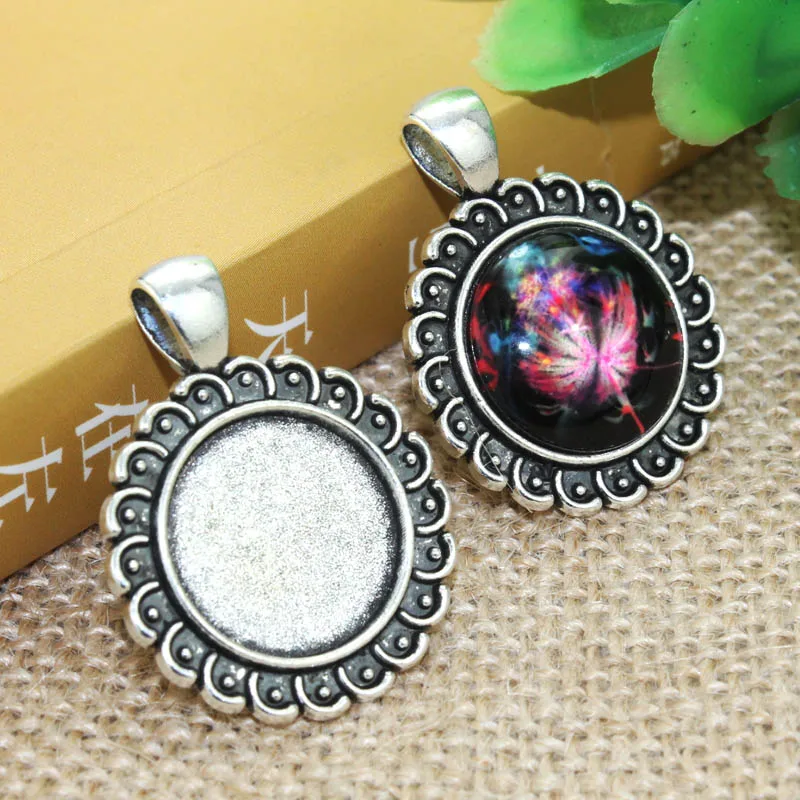 

10pcs/lot 18mm Inner Size Zinc alloy Simple Necklace Pendant Cameo Cabochon Base Base Tray Bezel Blank F-F-031106