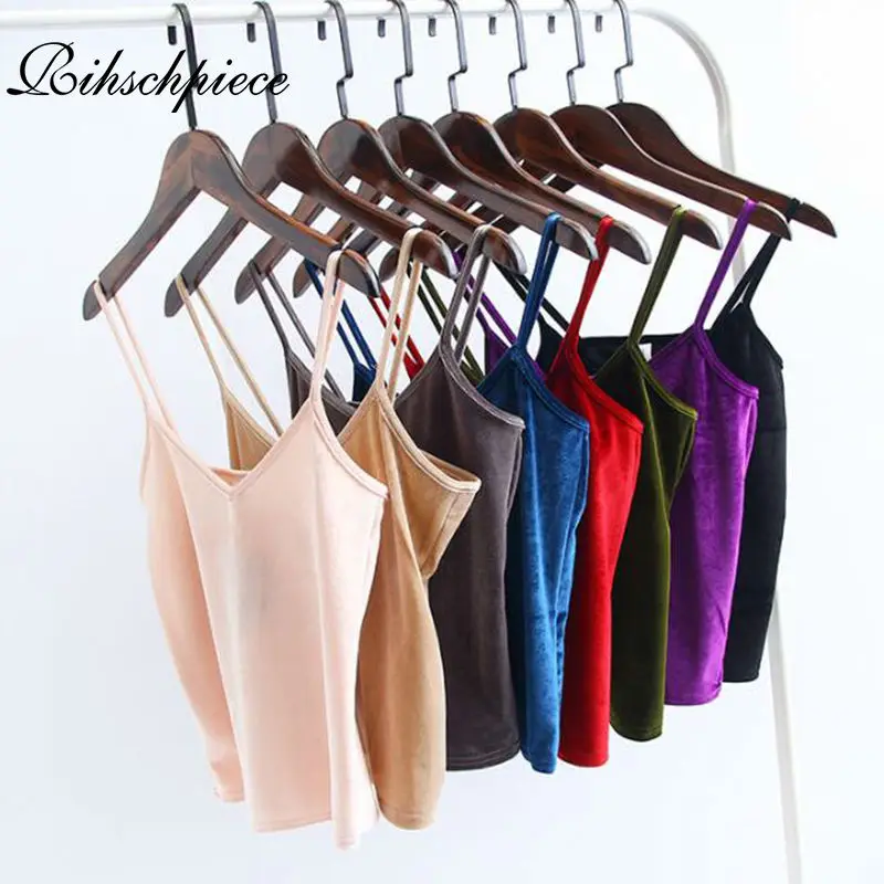 Пикантный бархатный топ Rihschpiece Женская майка без рукавов жилет с лямкой через шею