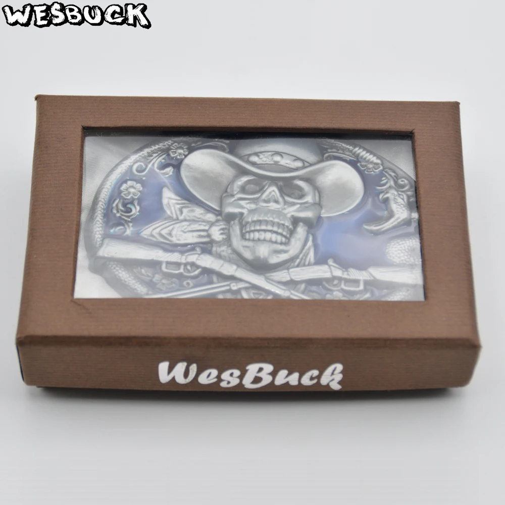 WesBuck фирменная модная мужская пряжка для ремня с черепом новый стиль ковбойская и