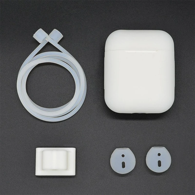 Комплект аксессуаров для наушников 4 в 1 противоударный чехол Airpods силиконовый +