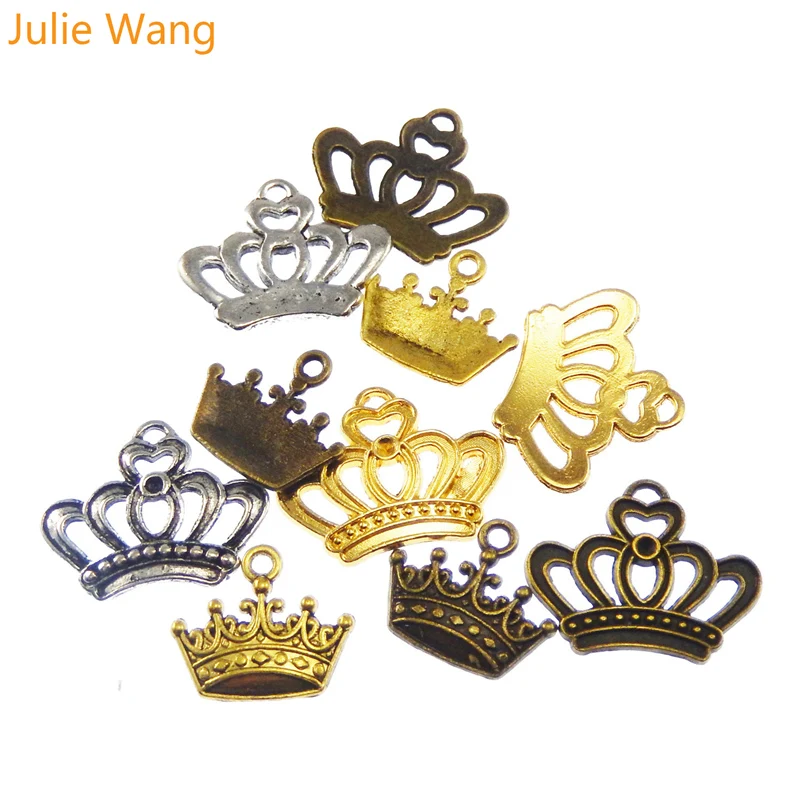 Julie Wang 12PCS Mixed Crown Charms Alloy Necklace Bracelet Pendant Jewelry Making Earring Handcrafts Finding DIY Accessory | Украшения и