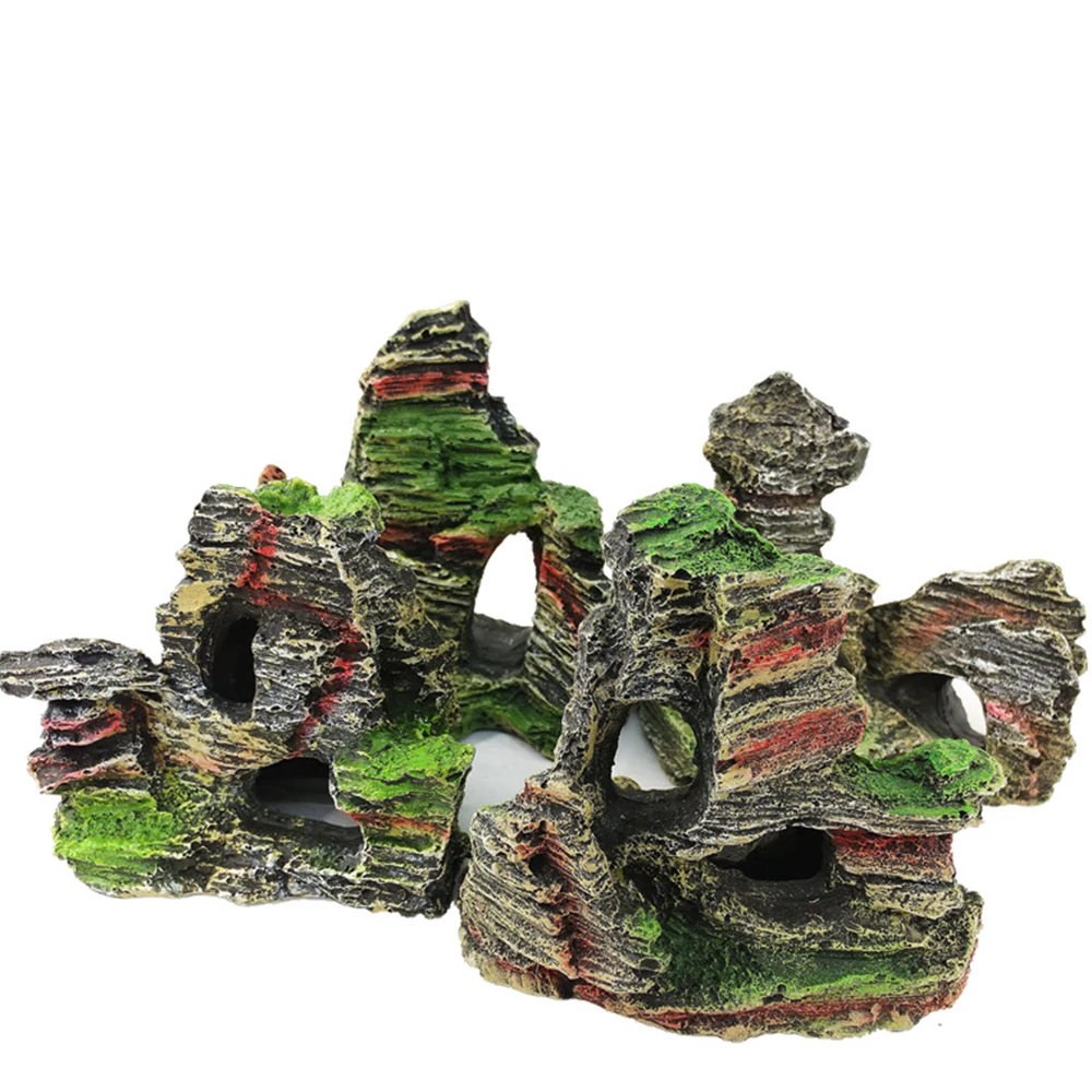 Home Aquarium Rockery Ornament Mountain Cave Fish Tank Landscape Decor Accessories | Дом и сад