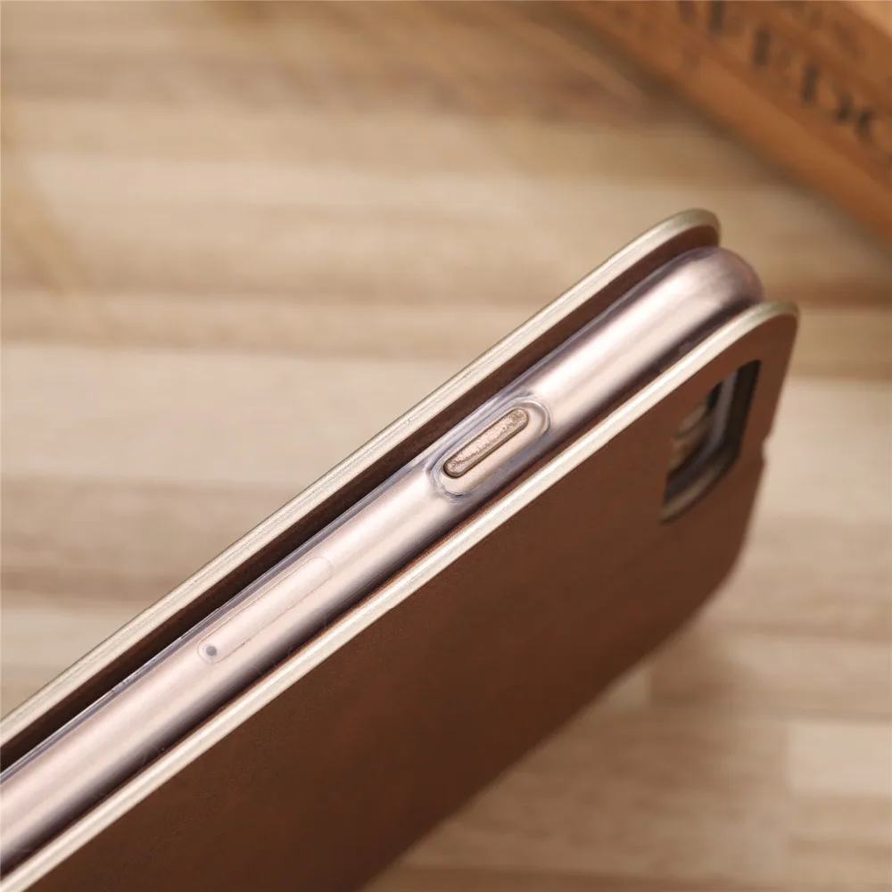 Кожаный чехол для iphone X XR XS Max 6 6S 7 8 Plus покрытие золотой обод флип ПУ + ТПУ кошелек