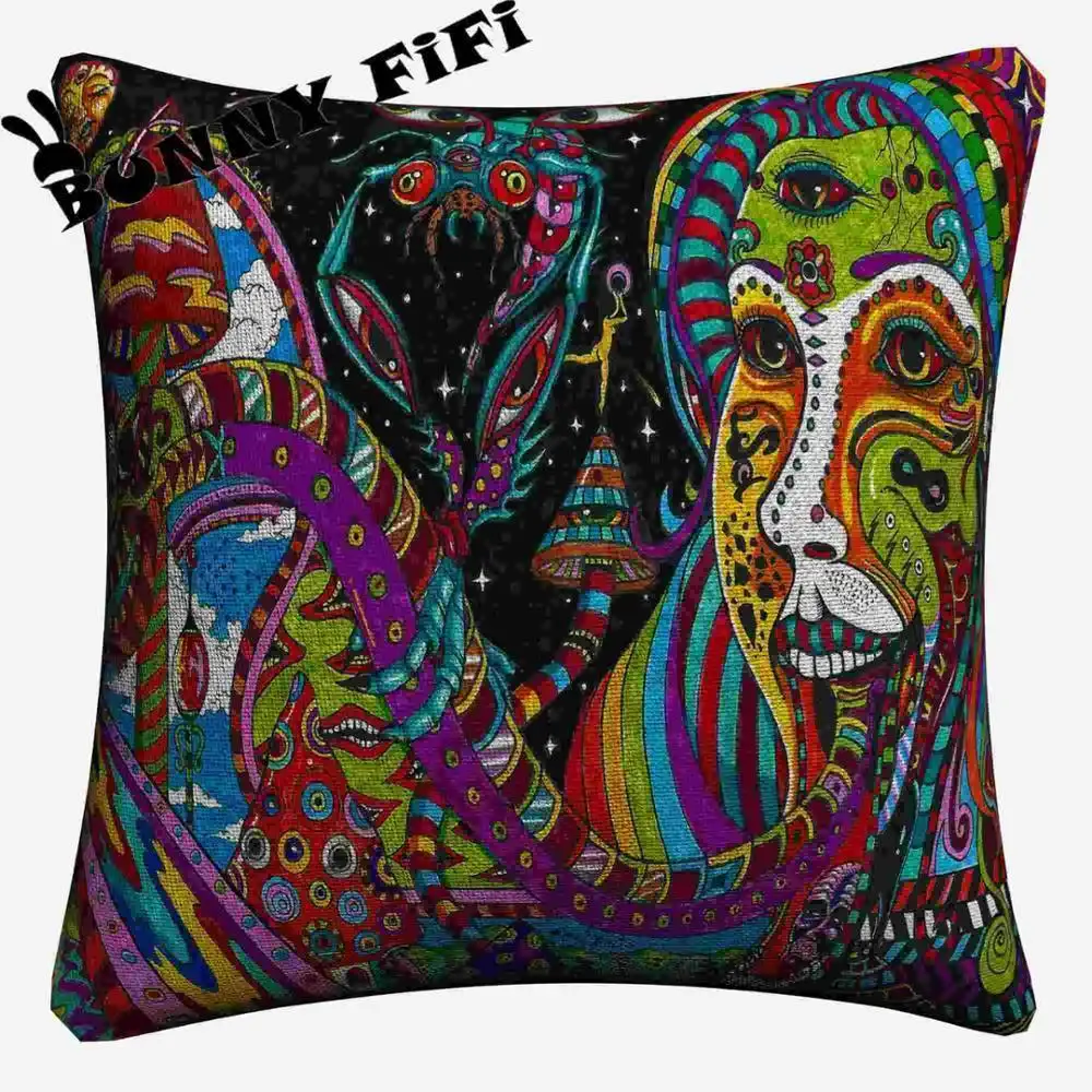 Psychedelic абстрактный акриловый LSD кислотная Декоративная Подушка Чехлы для дивана домашний декор чехол для подушки из льна 45x45 см чехлы на подушки - Цвет: 1