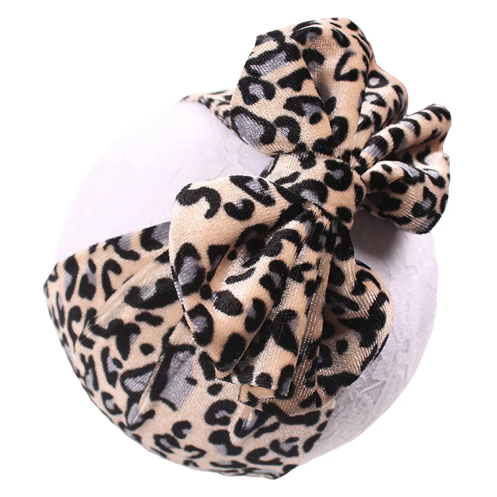 1pcs 2019 5'' Leopard Velvet Headband For Girls Soft Elastic Hair Band Printed Hairband Floppy Bow Kids Accessories | Детская
